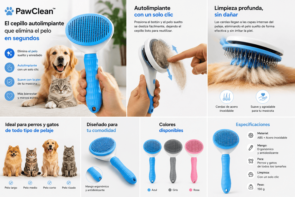 Cepillo Autolimpiante PawClean para Perros y Gatos - Pawclean