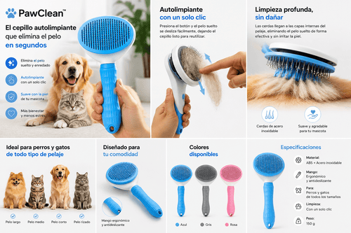 Cepillo Autolimpiante PawClean para Perros y Gatos - Pawclean